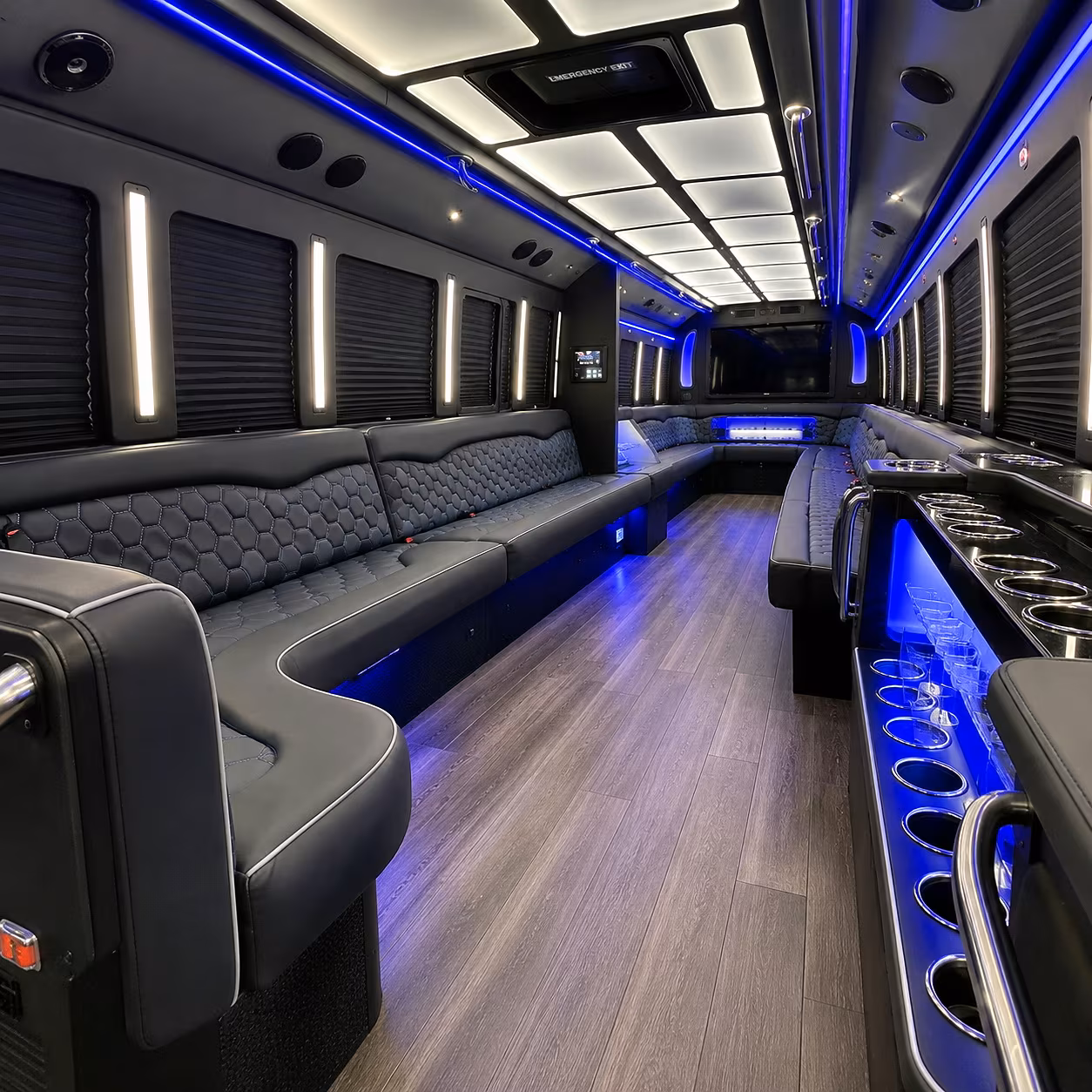 Fort Worth Prom & Homecoming Transportation party bus interior