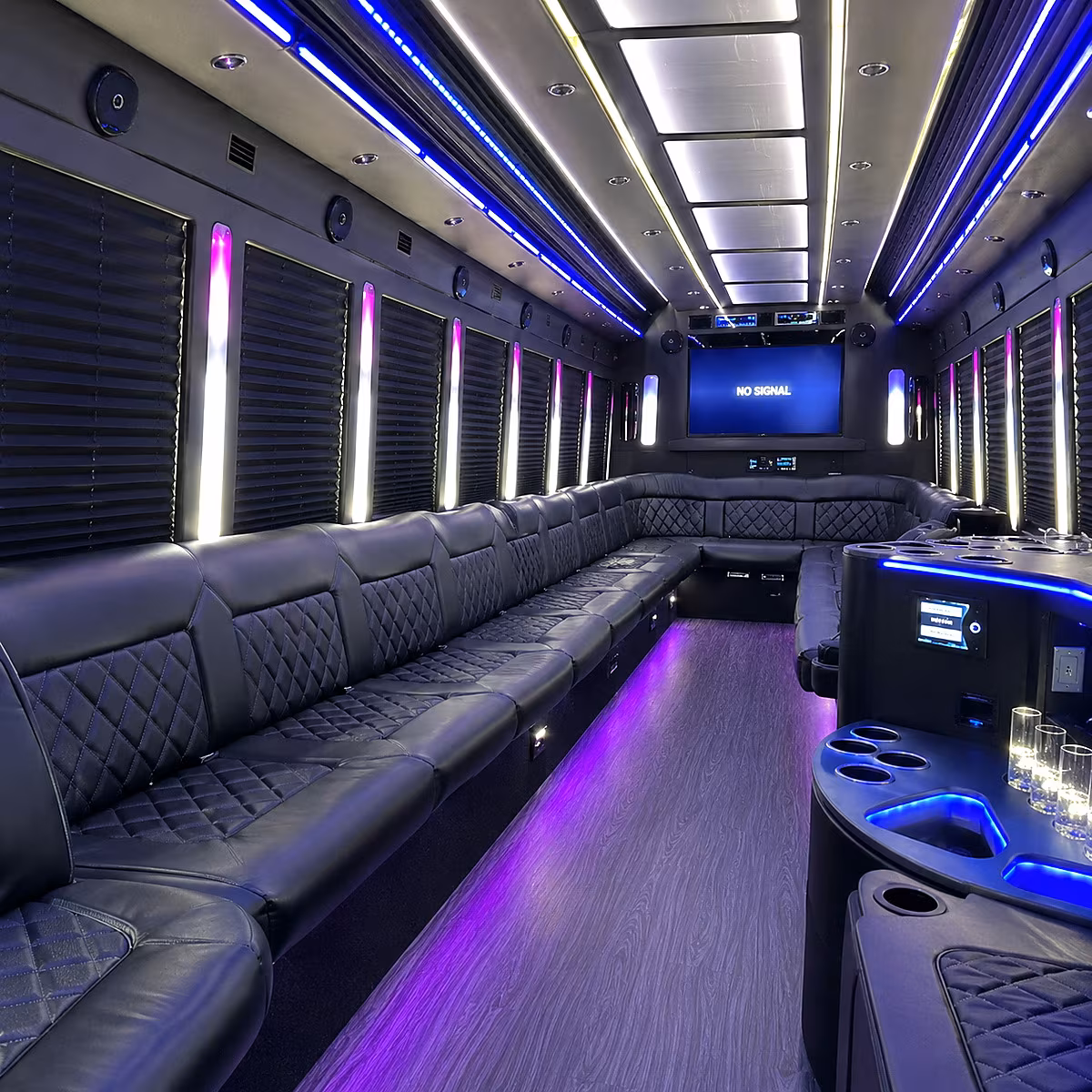 Fort Worth Sporting Event Transportation party bus interior